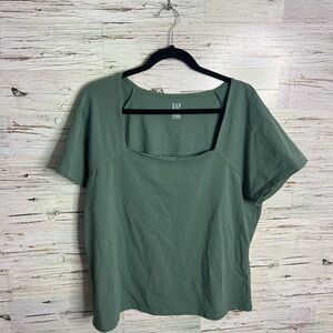 Gap short sleeve square neck green top size xxl tall